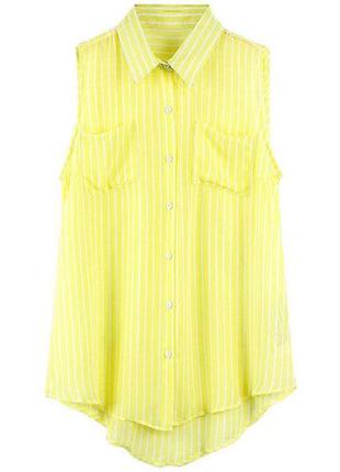 Блуза без рукавів в смужку лимонна2 фото