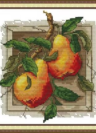 Набір для вишивання за нанесеною на канву схемою «rosy pear». aida 14ct printed , 19*20 см