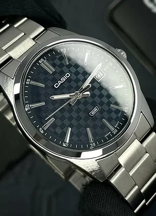 Часы мужской casio оригинал с фактурным циферблатом классические металлические времясы мужественные