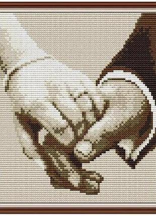 Набір для вишивання за нанесеною на канву схемою "hand in hand". aida 14ct printed 19*22 см