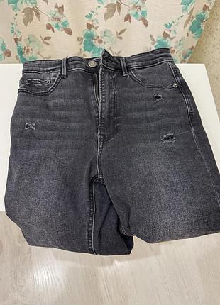 🖤 базові графітові джинси скінні з високою талією (skinny distressed)