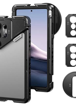 Клетка рамка корпус neewer pa082 для samsung s25 ultra с адаптером для фильтра 67мм, объектива 17мм, t-крепл.