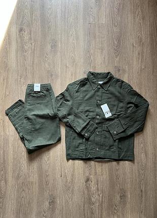 Бавовняно-лляний костюм zara p. l