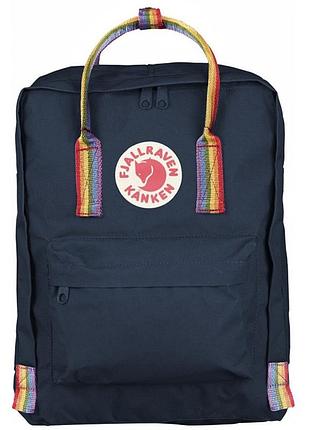 Городской рюкзак fjallraven kanken 16 л art синий, черный (art 1) с радужными ручками все цвета черный с