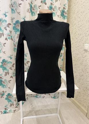 🖤 класичний чорний гольф у рубчик (basic turtleneck)
