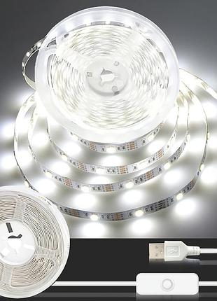 Стрічка світлодіодна usb 5 м з кнопкою 2835 smd холодний білий