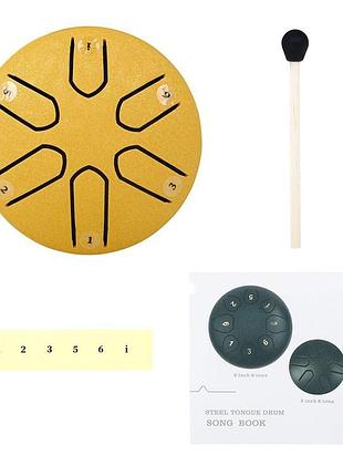 Глюкофон мини ручной язычковый барабан на 6 нот tongue drum yellow