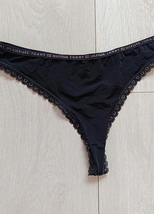 Трусики базовые стринги черные бикини ажурные танга tommy hilfiger s c 8 36 44
