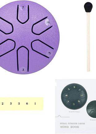 Глюкофон мини ручной язычковый барабан на 6 нот tongue drum purple