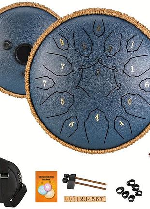 Глюкофон на 15 нот 30.5см з сумкою та аксесуарами tongue drum navy blue музичний інструмент для медитації та йоги