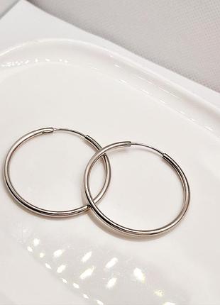 Сережки кільця-конго 3,5 см, xuping jewelry, родій.