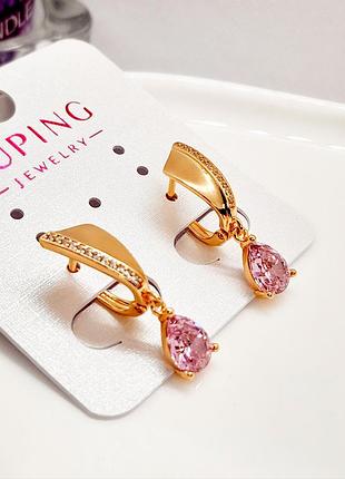 Сережки підвіски медзолото xuping 18k, 2,6 см.