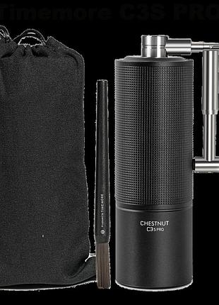 Ручная кофемолка timemore chestnut c3s pro black (c3s pro black) механическая мельница для кофе