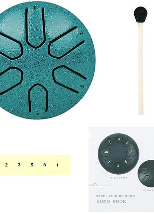 Глюкофон мини ручной язычковый барабан на 6 нот tongue drum green