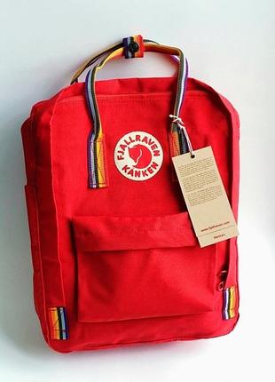 Рюкзак fjallraven kanken classic rainbow 16 л с радужными ручками красный (fk16-51)