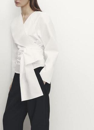 Бавовняна біла сорочка massimo dutti