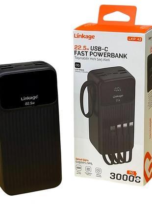 Повербанк power bank с быстрой зарядкой linkage 30000mah 22,5w для роутера и гаджетов
