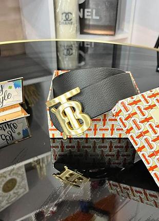Ремінь burberry натуральна шкіра золотиста пряжка знижка