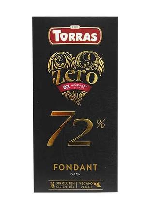 Шоколад torras zero черный 72% какао без сахара 100 г no68