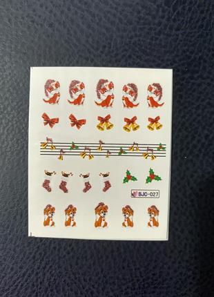 Наклейки слайдеры для дизайна ногтей маникюра педикюра новогодние