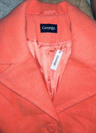 Демисезонное коралловое новое женское брендовое пальто george2 фото