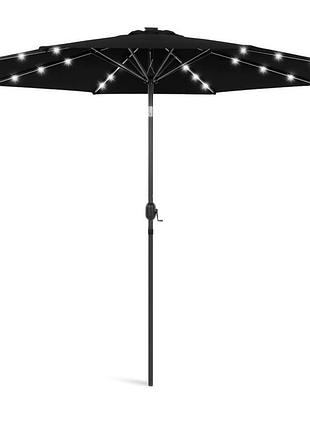 Зонт садовый 3 м с led-подсветкой и солнечной панелью (черный)
