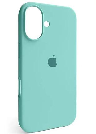 Силиконовый чехол для iphone 16 с закрытым низом бирюзовый sea blue 21 silicone case (бампер)