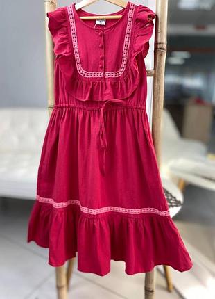 Летнее платье с рюшами бордовое 221804, proude de sicey, бордовый, для девочек, лето, 164