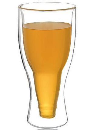 Стакан «beer bottle» 350мл с двойными стенками, стеклянная термокружка