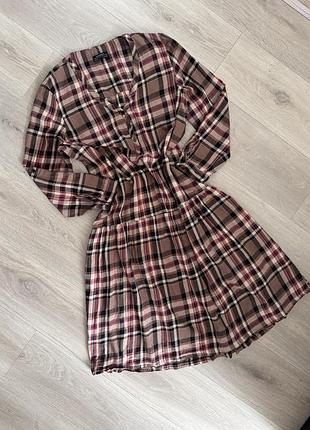 Сукня коричнева у клітинку картата zara l