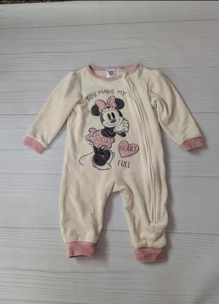 Чоловічок теплий сліп велюр мінні дісней молочний 9-12