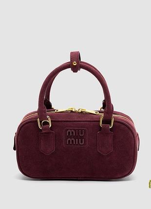 Сумка миу-миу arcadie suede míu bag burgundy