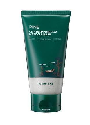 Глиняна маска-пінка для вмивання з екстрактом голок сосни round lab pine cica deep pore clay mask cleanser, 150 мл