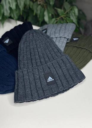 Мужская шапка adidas с флисовой подкладкой зимняя акрил флис с маленьким логотипом мужские шапки графит