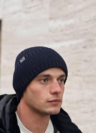 Чоловіча шапка puma чорна 52-60 якісний кашемір акрил в'язана зимова шапка для чоловіків універсальна чорний