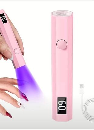 Акумуляторний портативний uv/led ліхтарик для манікюру без бренду з таймером та дисплеєм миттєва фіксація для нарощування 3 w