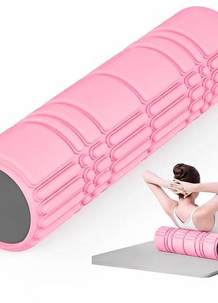 Массажный ролик wcg k3 premium foam roller 42 см, розовый, 3d рельеф, eva, до 200 кг
