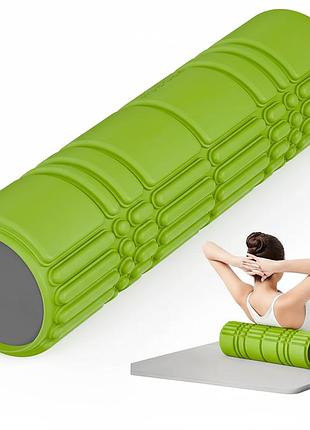 Массажный ролик wcg k3 premium foam roller 42 см, салатовый, 3d рельеф, eva, до 200 кг