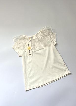 Футболка via girls біла з мереживом, 110 (5 років), нова