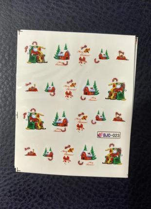 Наклейки слайдери для дизайну нігтів манікюру педикюру новорічні