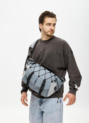 Мужская cумка-бананка под ноутбук sambag urban pro голубая