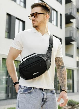 Сумка через плечо бананка sambag flex черная тканая