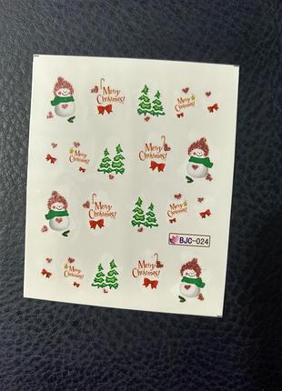 Наклейки слайдери для дизайну нігтів манікюру педикюру новорічні