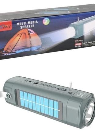 Портативна колонка з радіо та ліхтариком (8w, сонячна батарея, 4000mah)
