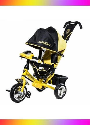 Дитячий триколісний велосипед коляска lamborghini trike lp20 на єва колесах жовтий