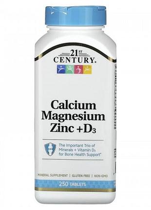 Кальций магний цинк с витамином d3 cal mag zinc + d3 21st century, 250 таблеток(25874622)