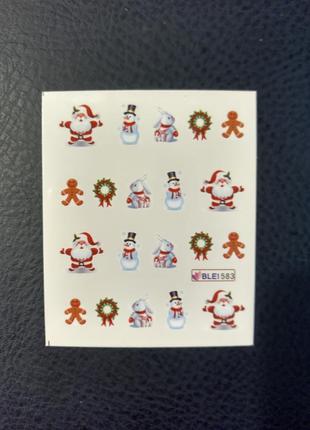 Наклейки слайдеры для дизайна ногтей маникюра педикюра новогодние