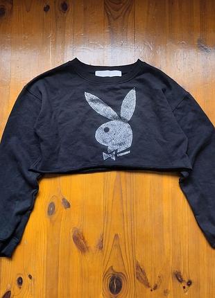 Playboy кроп топ зі стразами плейбой світшот