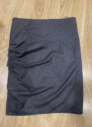 Brunello cucinelli grey wool-crepe pleated pencil skirt