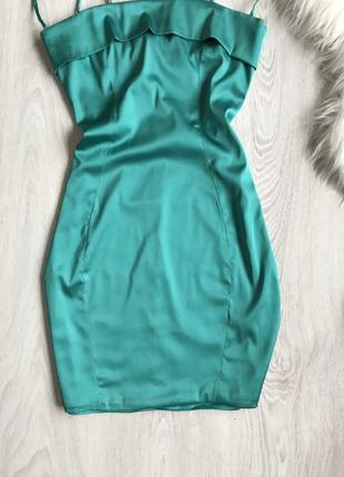 Зелёное мини платье2 фото